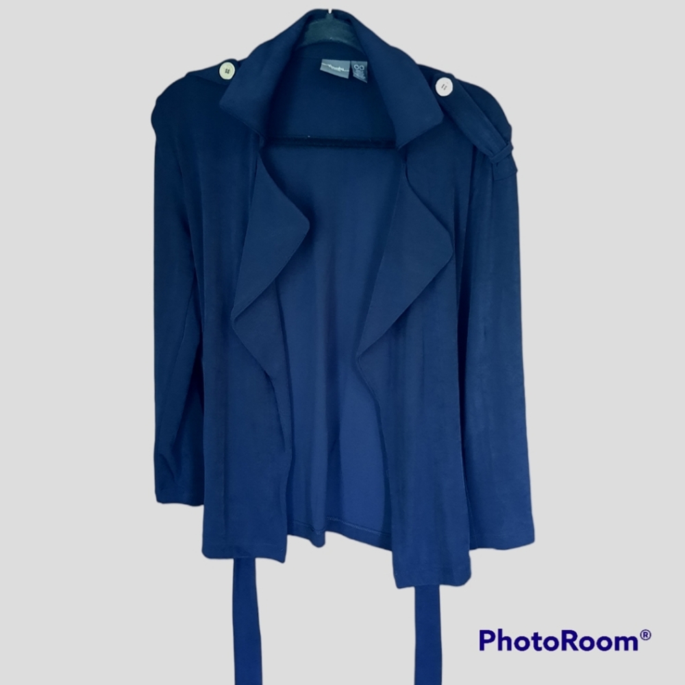 Chico's Womens Navy Blazer Bomber Jacket with Gold Buttons